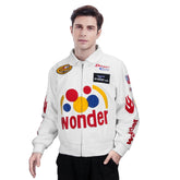 Men's Wonder White Racing Real Leather Jacket