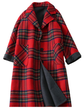 Women's Red Cute Cashmere Wool Trench Coat
