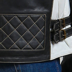 Men’s Two-Toned Quilted Biker Leather Jacket