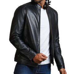 Mens Biker Jacket Faux Leather