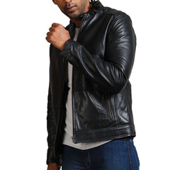 Mens Biker Jacket Faux Leather