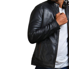 Mens Biker Jacket Faux Leather