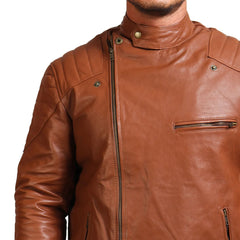 Men's Brown Biker Leather Jacket