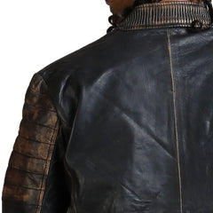 Men’s Distresses Black Leather Jacket