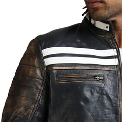 Men’s Distresses Black Leather Jacket