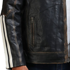 Men’s Distresses Black Leather Jacket