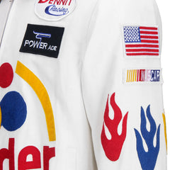 Men's Wonder White Racing Real Leather Jacket