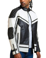 Men’s Two-Toned Quilted Biker Leather Jacket
