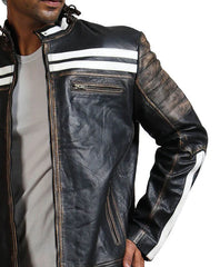 Men’s Distresses Black Leather Jacket