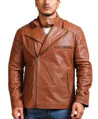 Men's Brown Biker Leather Jacket
