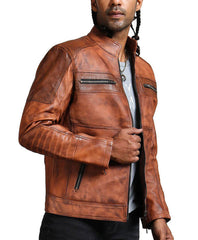 Men’s Brown Perforated Real Leather Jacket
