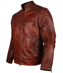 Waxed Leather Jacket Men