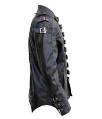 Real Leather Black Gothic Coat Jacket