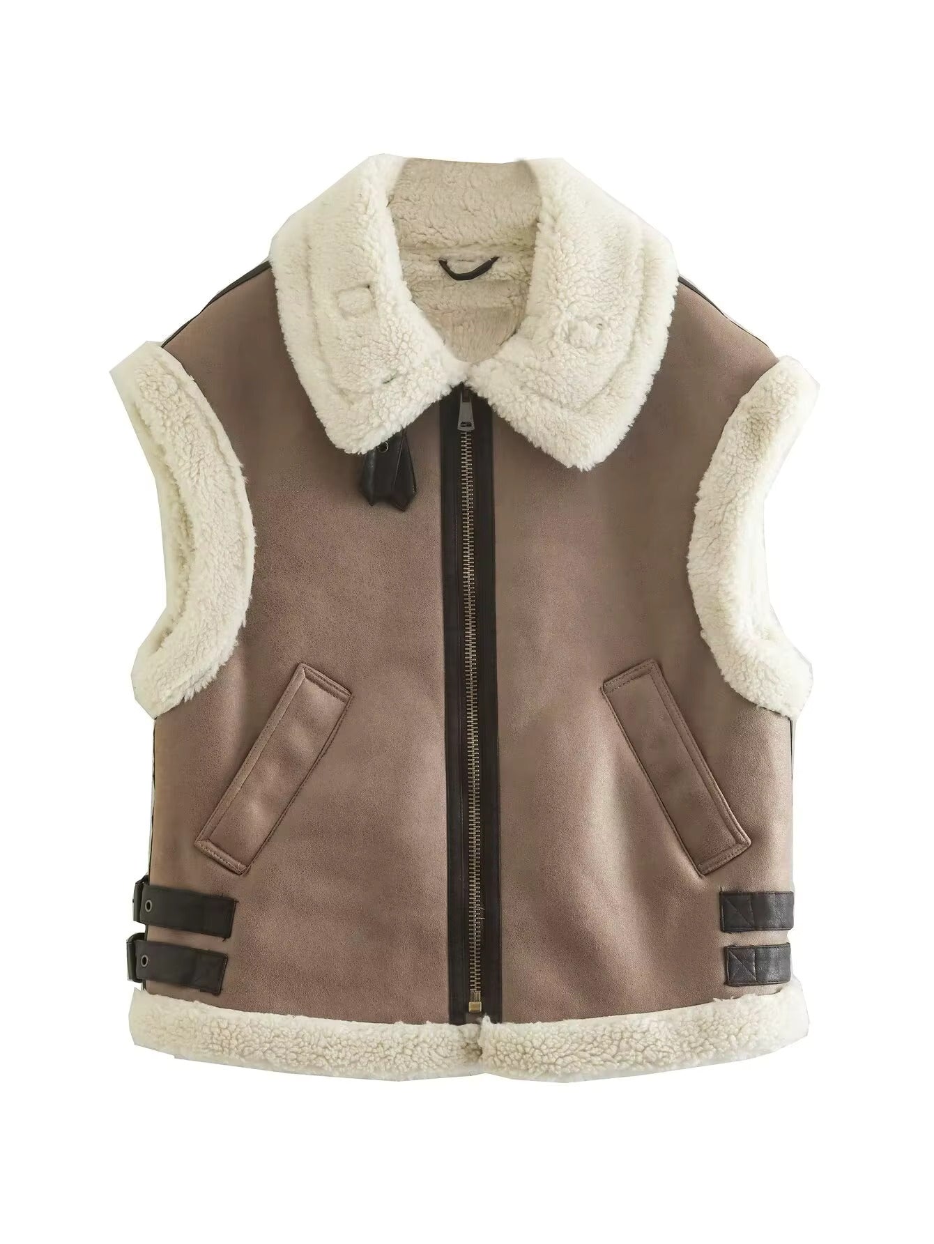 Suede leather gilet women