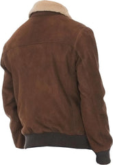 Brown Leather Bomber Jacket Men