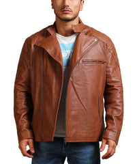 Men's Brown Biker Leather Jacket