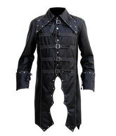 Men’s Vintage Real Leather Black Gothic Coat