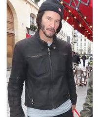 Keanu Reeves Black Leather Biker Jacket