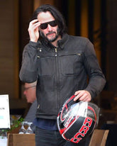 Keanu Reeves Black Leather Biker Jacket