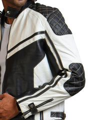 Men’s Two-Toned Quilted Biker Leather Jacket