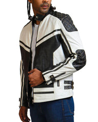 Men’s Two-Toned Quilted Biker Leather Jacket