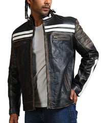 Men’s Distresses Black Leather Jacket