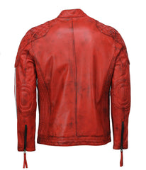 Men’s Red Motorcycle Quilted Leather Jacket