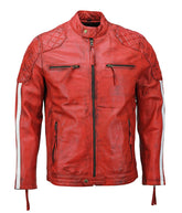 Men’s Red Motorcycle Quilted Leather Jacket