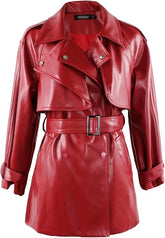 Ladies Red Leather Coat
