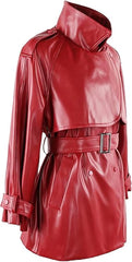 Red Faux Leather Coat