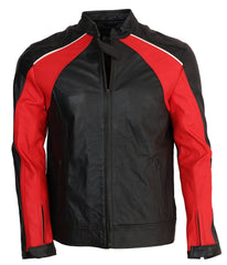 Men’s Motocross Red and Black Leather Jacket