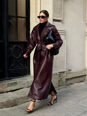 Women Burgundy Long Coat