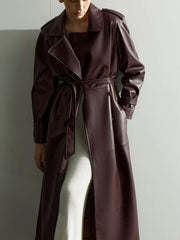 Women Burgundy Long Coat