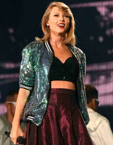 Green Sequin Bomber Jacket