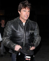Tom Cruise Distressed Black Leather Jacket
