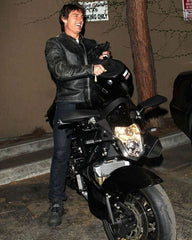Tom Cruise Distressed Black Leather Jacket