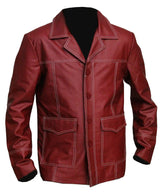 Tyler Durden Fight Club Leather Jacket Red