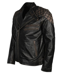 Skull Crossbones Quilted Leather Motorcycle Jacket