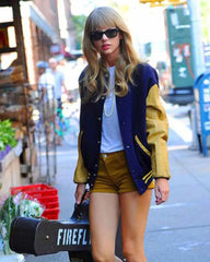Taylor Swift Baseball Blue and Yellow Varsity Jacket