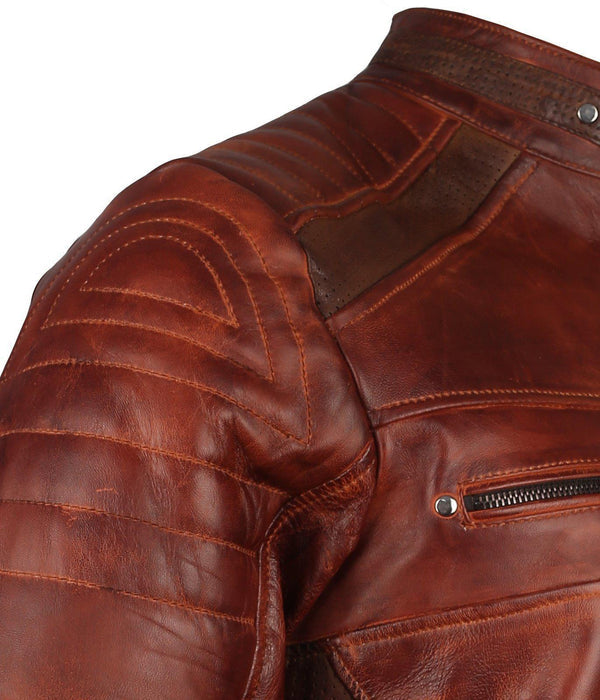Brown Cafe Racer Jacket for Men