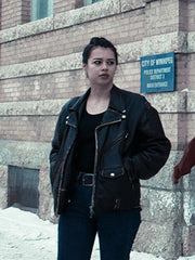 women's Amber Midthunder Brown Leather Jacket