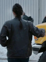 women's Amber Midthunder Brown Leather Jacket