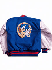 Men's Sonic the Hedgehog Blue and White Letterman Jacket