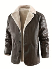 Men’s Winter PU Leather Fur Coat