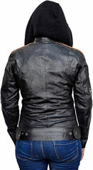 Women's Café Racer Badges Detachable Hooded Jacket
