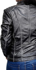 Women’s Hooded Leather Biker Jacket