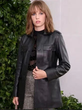 Maya Hawke Stranger Things Black Leather Coat