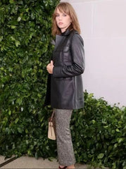 Maya Hawke Stranger Things Black Leather Coat