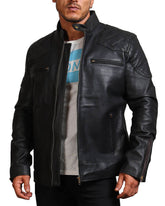 Men's Black Motorcycle Leather Jacket