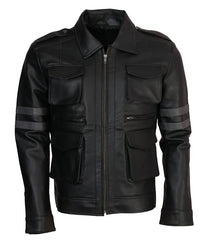 Leon Kennedy Resident Evill 5 Real Leather Black Jacket